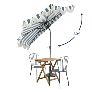 Beverly 9 ft. Designer Classic Scalloped Fringe Half Market Patio Umbrella